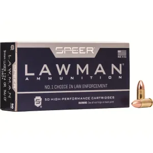Speer Lawman Cleanfire 9mm Luger Ammo 124 Grain Full Metal Jacket Case of 1000 (20 Boxes of 50)