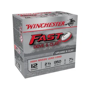 Winchester Fast Dove High Brass 12 Gauge Ammo 2-3/4" #7-1/2 Lead Shot 1 oz Case of 250 (10 Boxes of 25)