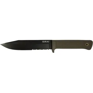 Cold Steel Exclusive SRK Fixed Blade Knife 6" Partially Serrated Clip Point SK-5 Black Blade Kray-Ex Handle Flat Dark Earth