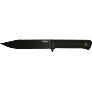 Cold Steel Exclusive SRK Fixed Blade Knife 6" Partially Serrated Clip Point SK-5 Black Blade Kray-Ex Handle Black