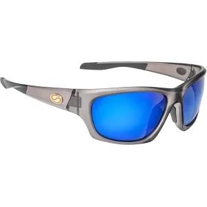 Strike King Men's SK Plus Cypress Polarized Sunglasses Matte Translucent Crystal Frame White Blue Mirror Lens