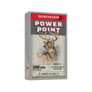 Winchester Power Point 308 Winchester Ammo 150 Grain Jacketed Soft Point Box of 20