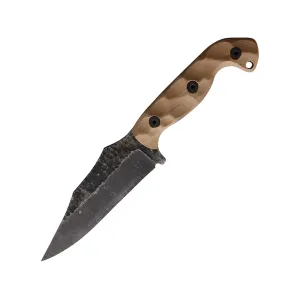 Stroup Knives TU1 Fixed Blade Knife 4.5" Clip Point 1095 Forged Blade G-10 Handle Tan