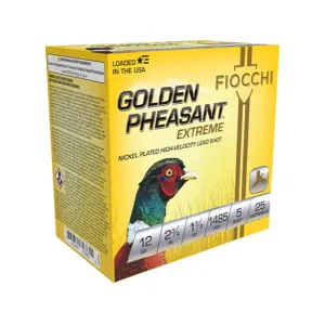 Fiocchi Golden Pheasant Extreme 12 Gauge Ammo 2-3/4" #5 Nickel Plated Lead Shot 1-3/8 oz Case of 250 (10 Boxes of 25)