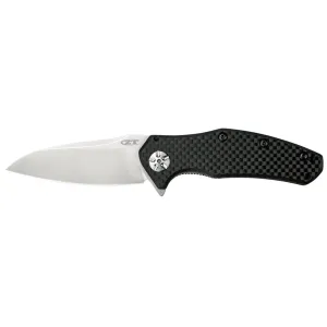 Zero Tolerance ZT0770CF Assisted Opening Pocket Knife 3.25" Recurve CPM S35VN Stonewashed Blade Carbon Fiber Handle Black