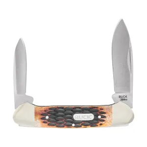 Buck Knives Canoe Pocket Knife 2.5" Spear Point 420J2 Satin Blade Jigged Bone Handle Bone