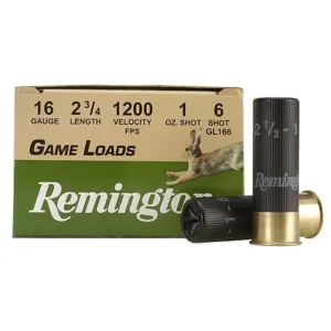 Remington Game Load 16 Gauge Ammo 2-3/4" #6 Lead Shot 1 oz Box of 25