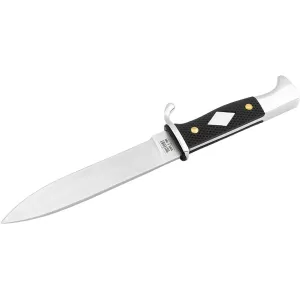 Boker Knives History Knife & Tool German Scout Fixed Blade Knife 5.5" Spear Point 440A Satin Blade Polyoxymethylene (POM) Handle Black