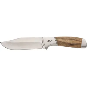 Browning Sage Creek Large Fixed Blade Knife 4.5" Clip Point 9Cr14MoV Satin Blade Wood Handle