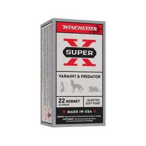 Winchester Super X 22 Hornet Ammo 45 Grain Jacketed Soft Point Case of 500 (10 Boxes of 50)