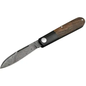 Boker Knives Barlow Prime Tirpitz Pocket Knife 2.72" Drop Point Damascus Blade Walnut Handle Wood