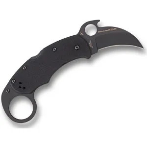 Spyderco Karahawk Pocket Knife 2.35" Hawkbill VG-10 Black Titanium Carbonitride Blade G-10 Handle Black