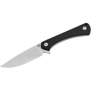 Boker Knives Brasa Fixed Blade Knife 2.8" Drop Point Sandvik 14C28N Stonewashed Blade G-10 Handle Black
