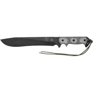 TOPS Knives Armageddon Fixed Blade Knife 10.63" Clip Point 1095 Black Traction Blade Linen Micarta Handle Gray