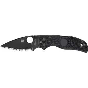 Spyderco Native 5 Folding Knife 3.1" Black Drop Point Serrated CPMS30V Stainless Steel Blade FRN Handle Black