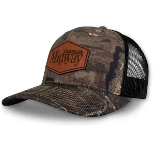 MidwayUSA Mens Richardson 112 Leather Patch Camo Trucker Hat Realtree Timber/Black