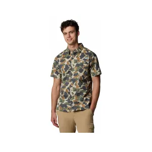 Columbia Men's Wild Cast Camp Shirt Fossil Deltahunter Camo Medium