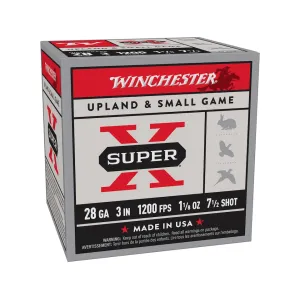 Winchester Super-X 28 Gauge Ammo 3" #7.5 Lead Shot 1-1/8 oz Case of 250 (10 Boxes of 25)