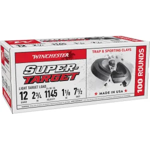 Winchester Super T Lite Target 12 Gauge Ammo 2-3/4" #7.5 Lead Shot 1-1/8 oz Case of 200 (2 Boxes of 100)