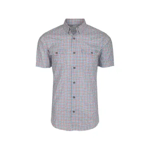 Drake Men's Frat BD Tattersall Short Sleeve Shirt Marina Blue Medium