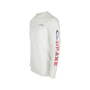 Drake Men's Performance Crew Solid Long Sleeve Crew Neck Shirt White/Americana Medium
