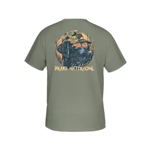 Drake Men's Pop Art Old School Lab Short Sleeve Crew Neck T Shirt Desert Sage Medium
