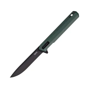 Tekto Knives F2 Bravo Pocket Knife 3.3" Drop Point D2 Black Titanium Blade G-10 Handle Olive Drab