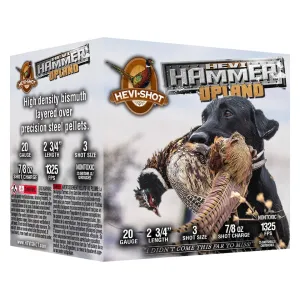 Hevi-Shot Hevi-Hammer Upland 20 Gauge Ammo 2-3/4" #3 Steel and Bismuth Shot 7/8 oz Case of 250 (10 Boxes of 25)