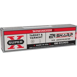 Winchester Super X Target & Varmint 21 Sharp Ammo 34 Grain Jacketed Hollow Point Case of 2000