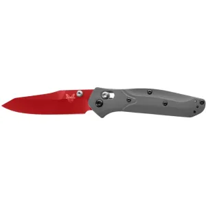 Benchmade SHOT Show 2024 Mini Osborne Folding Knife 2.92" Reverse Tanto CPM-S90V Cerakote Red Blade G-10 Handle Gray
