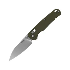 Kershaw Bel Air Pocket Knife 3.13" Reverse Tanto CPM MagnaCut Stonewashed Blade Aluminum Handle OD Green