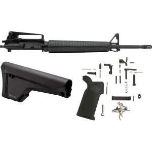 AR-STONER AR-15 Enhanced Build Kit with A3 Upper Receiver Assembly with Carry Handle 5.56x45mm NATO 20" Barrel, Complete Lower Parts Kit with Magpul MOE Rifle Furniture Black