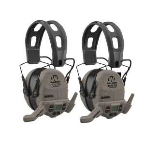 Walker's FireMax Rechargeable Electronic Ear Muffs Flat Dark Earth with Free Walkie Talkie 2PK