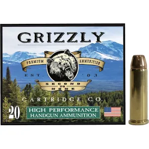 Grizzly Cartridge High Performance Handgun 38 Special +P Ammo 148 Grain Jacketed Hollow Point Box of 20