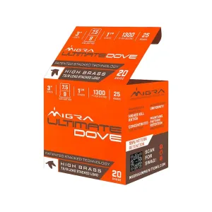 Migra Dove 20 Gauge Ammo 3" #7-1/2 and #9 Lead Shot 1-1/4 oz Box of 25