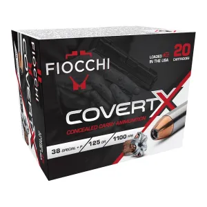 Fiocchi CovertX 38 Special +P Ammo 125 Grain Jacketed Hollow Point Box of 20