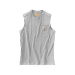 Carhartt Men's Relaxed Fit Heavyweight Sleeveless Pocket T Shirt Heather Gray 3XL