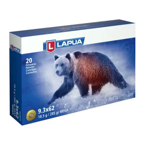 Lapua 9.3x62mm Mauser Ammo 285 Grain Lapua Mega Jacketed Soft Point Box of 20