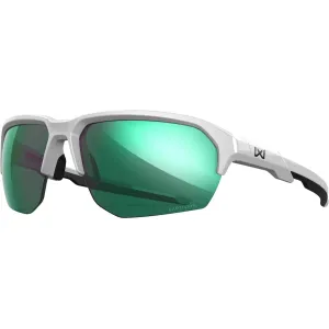 Wiley X Jakl Polarized Sunglasses Polished White Frame Green Mirror Lens