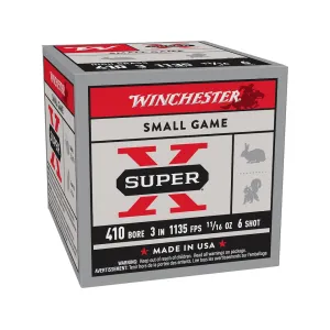 Winchester Super X High Brass 410 Ammo 3" #6 Lead Shot 11/16 oz Case of 250 (10 Boxes of 25)