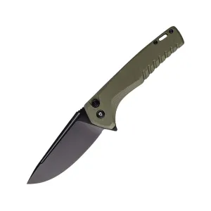 Tekto Knives F3 Charlie Pocket Knife 3.8" Drop Point D2 Black Titanium Blade G-10 Handle OD Green