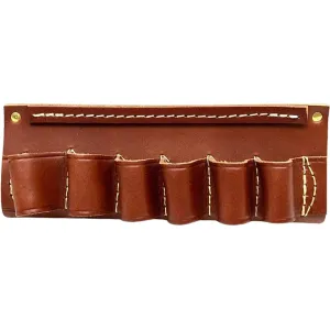 Hunter Belt Slide Shotgun Shell Holder 6-Round 12 Gauge Leather Brown