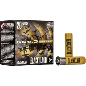 Federal Premium Black Cloud Waterfowl 20 Gauge Ammo 3" #4 Steel Shot 1 oz Box of 25