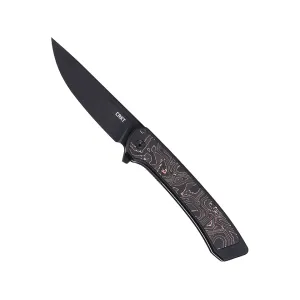 CRKT Q Compact Pocket Knife 2.95" Drop Point CPM S35VN Black DLC Blade Carbon Fiber Handle Black