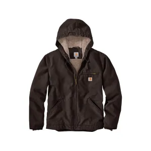 Carhartt Men's Relaxed Fit Washed Duck Sherpa Lined Jacket Dark Brown Medium