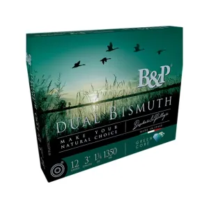 B&P Dual Bismuth 12 Gauge Ammo 3" #3 and #4 Bismuth Shot 1-1/4 oz Case of 100 (10 Boxes of 10)