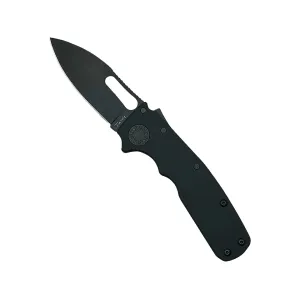 Demko Knives Shark-Cub Stealth Pocket Knife 2.5" Slicer Shark CPM 20CV Black DLC Blade Aluminum Handle Black