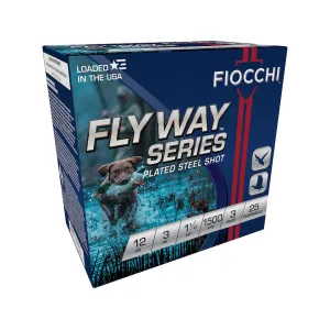 Fiocchi Flyway Series 12 Gauge Ammo 3" #3 Steel Shot 1-1/8 oz Case of 250 (10 Boxes of 25)