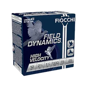 Fiocchi Field Dynamics High Velocity 12 Gauge Ammo 2 3/4" #7-1/2 Lead Shot 1-1/4 oz Case of 250