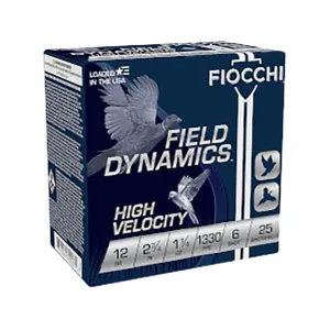 Fiocchi Field Dynamics High Velocity 12 Gauge Ammo 2 3/4" #6 Lead Shot 1-1/4 oz Case of 250